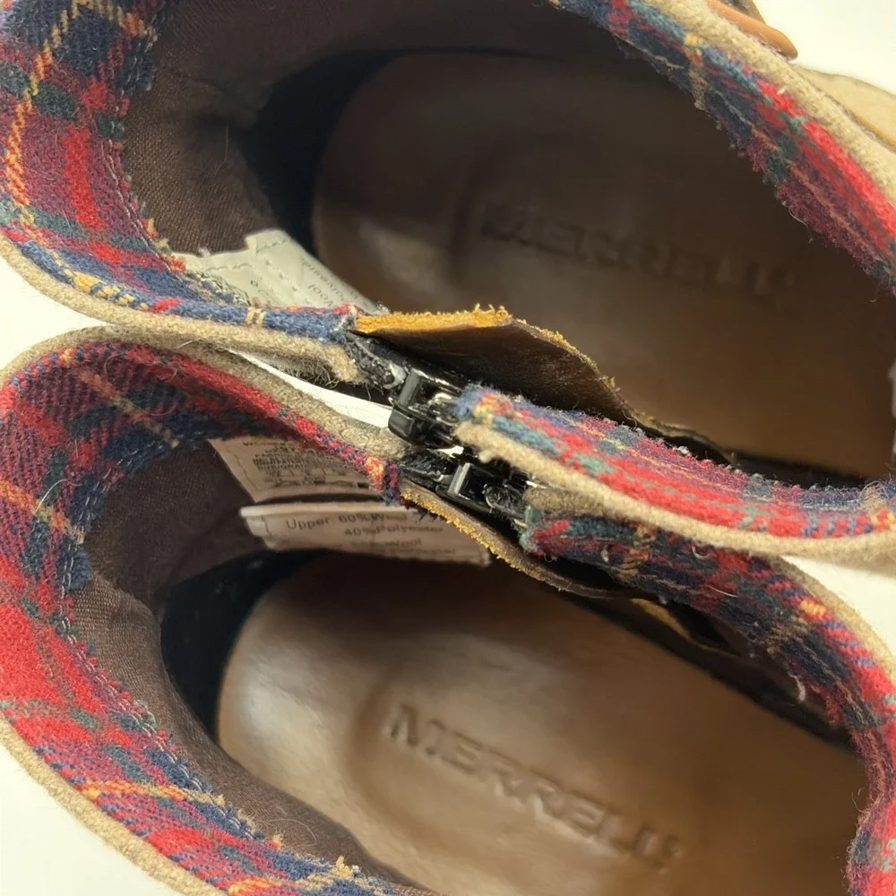 Merrell Legacy Buckle Waterproof Boots Leather Heel Zip Women's Size 7.5/38